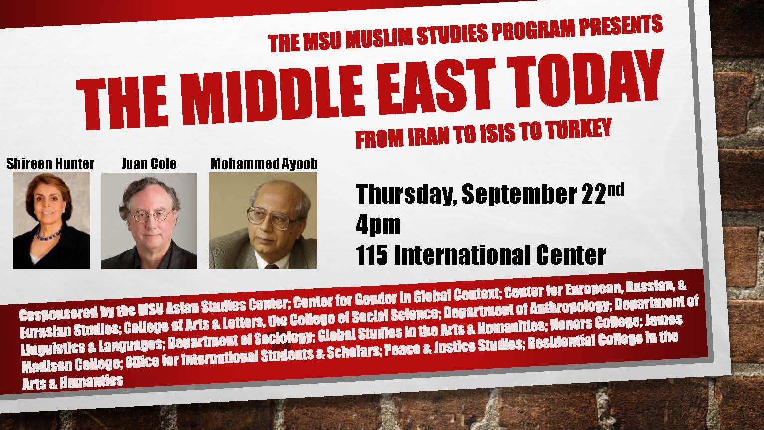 MuslimStudies.MiddleEastToday.Panel.22Sept2016.Poster