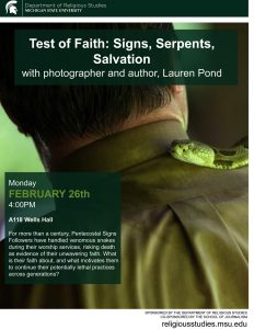 "Test of Faith: Signs, Serpents, Salvation" with Lauren Pond @ Wells Hall, A118 | East Lansing | Michigan | United States