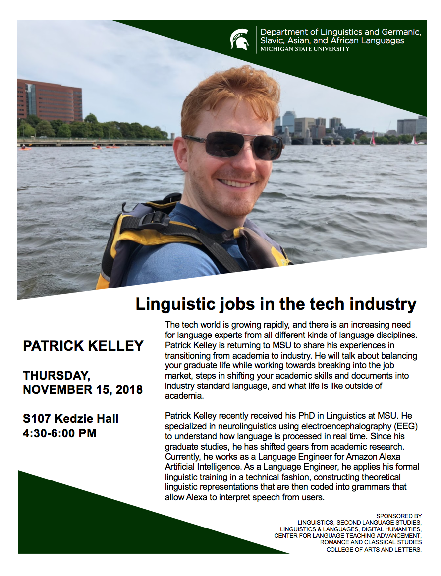 Linguistic Jobs in the Tech Industry @ S107 Kedzie Hall