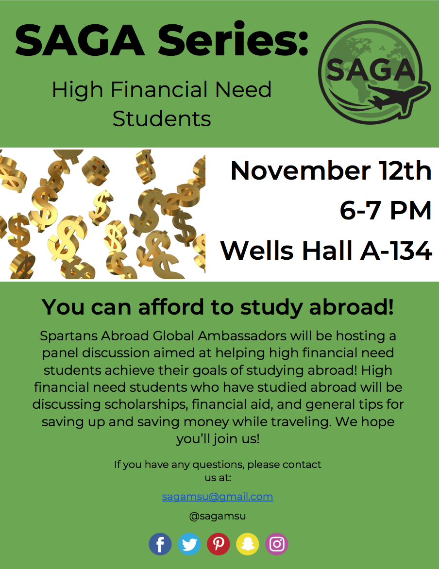 SAGA Series: High Financial Need Students @ Wells A134