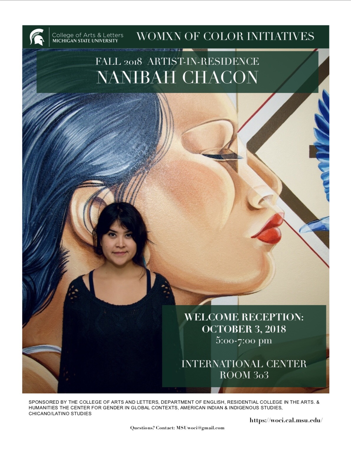 Welcome Reception for WOCI Artist-in-Residence, Nanibah Chacón @ International Center, Room 303 | East Lansing | Michigan | United States