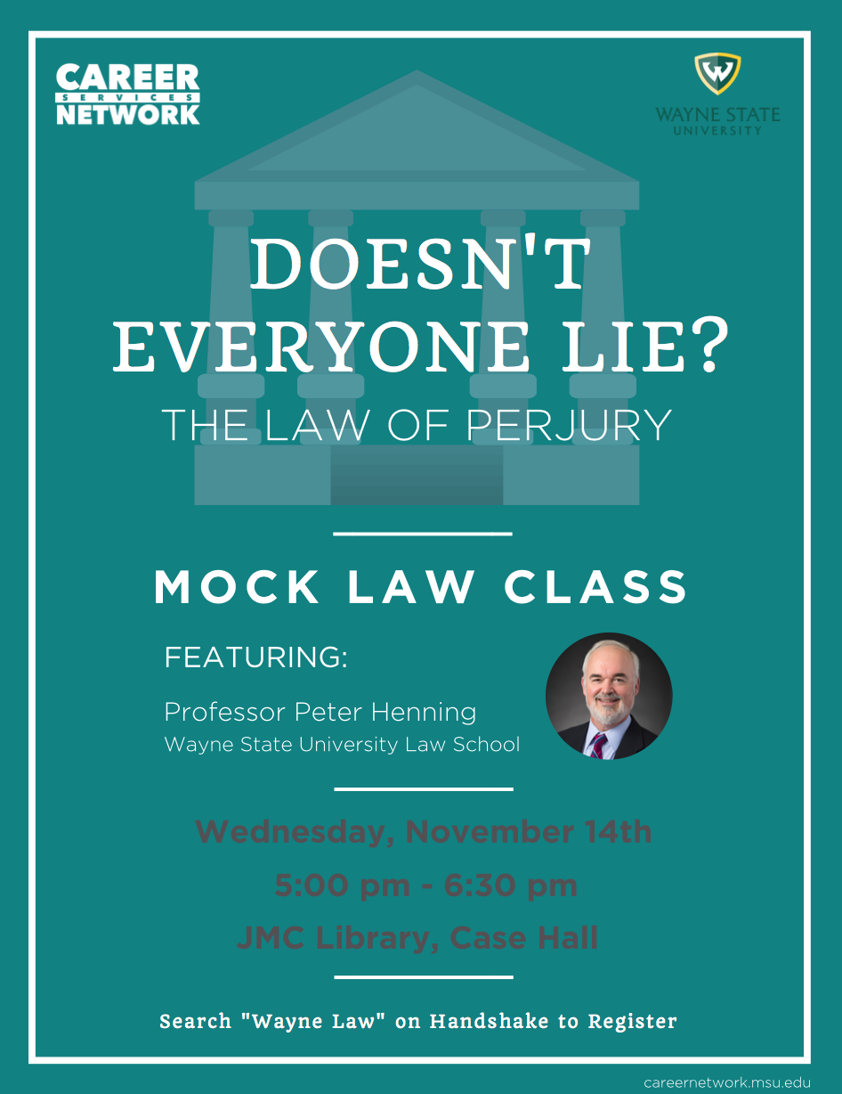 JMC | Wayne Law Mock Law Class: The Law of Perjury @ Case Hall, JMC Library