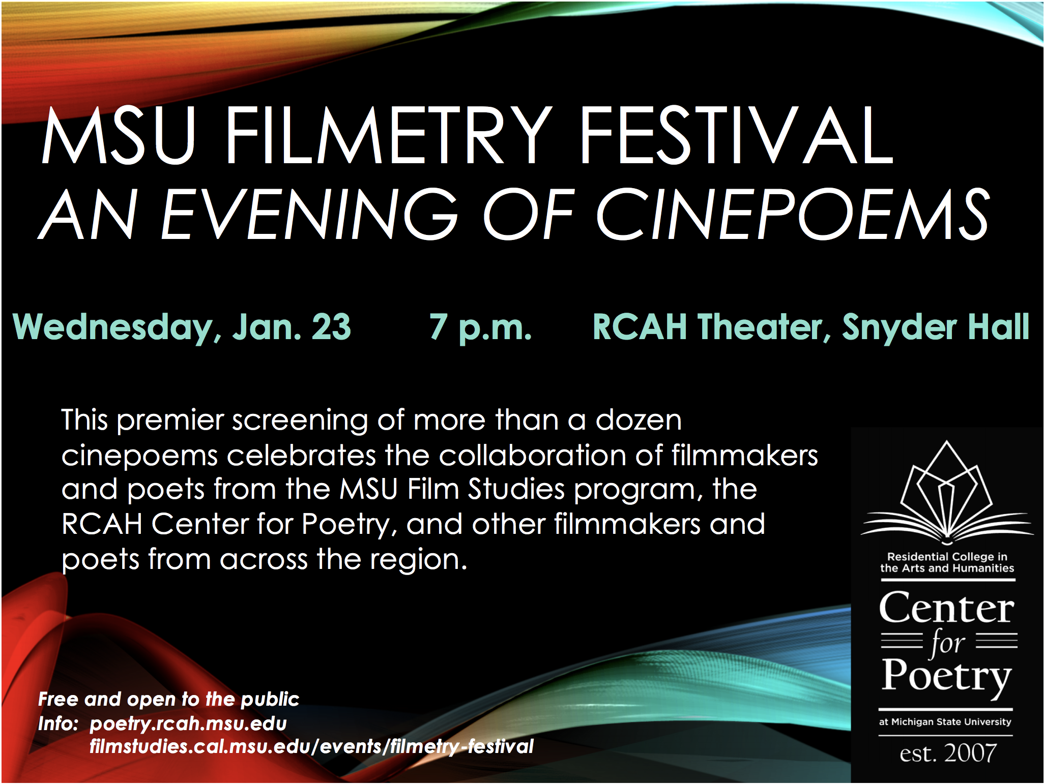 MSU Filmetry Festival: An Evening of Cinepoems @ RCAH Theater, Snyder Hall Basement | East Lansing | Michigan | United States