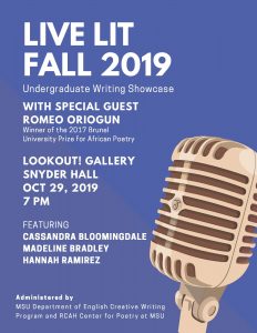 Live Lit Fall 2019 @ LookOut! Gallery Snyder Hall | East Lansing | Michigan | United States