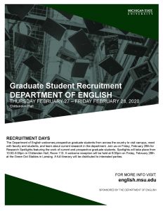 English Graduate Recruitment Days @ MSU Chittenden Hall | East Lansing | Michigan | United States