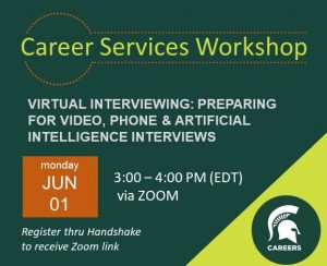 VIRTUAL INTERVIEWING: PREPARING FOR VIDEO, PHONE & ARTIFICIAL INTELLIGENCE INTERVIEWS @ Zoom