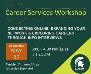 Connecting Online: Expanding Your Network and Exploring Careers Through Info Interviews @ Zoom