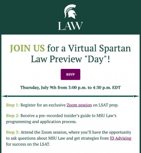 Virtual Spartan Law Preview "Day" @ Zoom