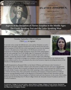 ONLINE Lecture: Aspects of the Reception of Flavius Josephus in the Middle Ages @ Online event