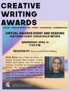 Undergraduate Creative Writing Awards with Philip Metres @ Zoom | New York | New York | United States